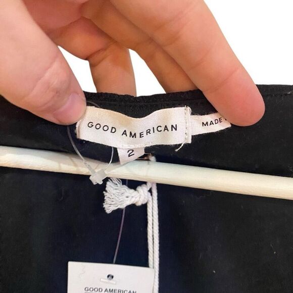 Good American Animal Mesh Top – Size 2 – Black Long Sleeve Cropped Blouse – NWT - Picture 2 of 6